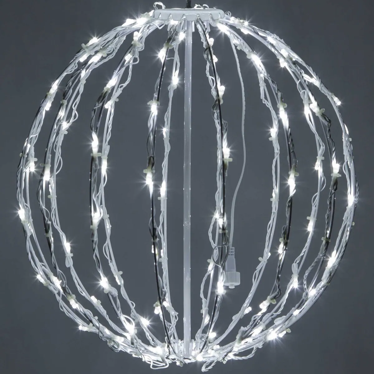 Cool White LED Light Ball, Fold Flat White Frame — 16 Inches - Wintergreen Lighting® 83536