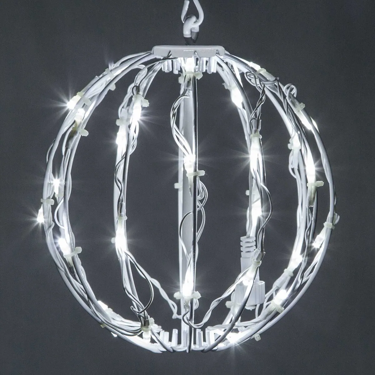 8" Cool White LED Light Ball, Fold Flat White Frame - Wintergreen Lighting® 83532