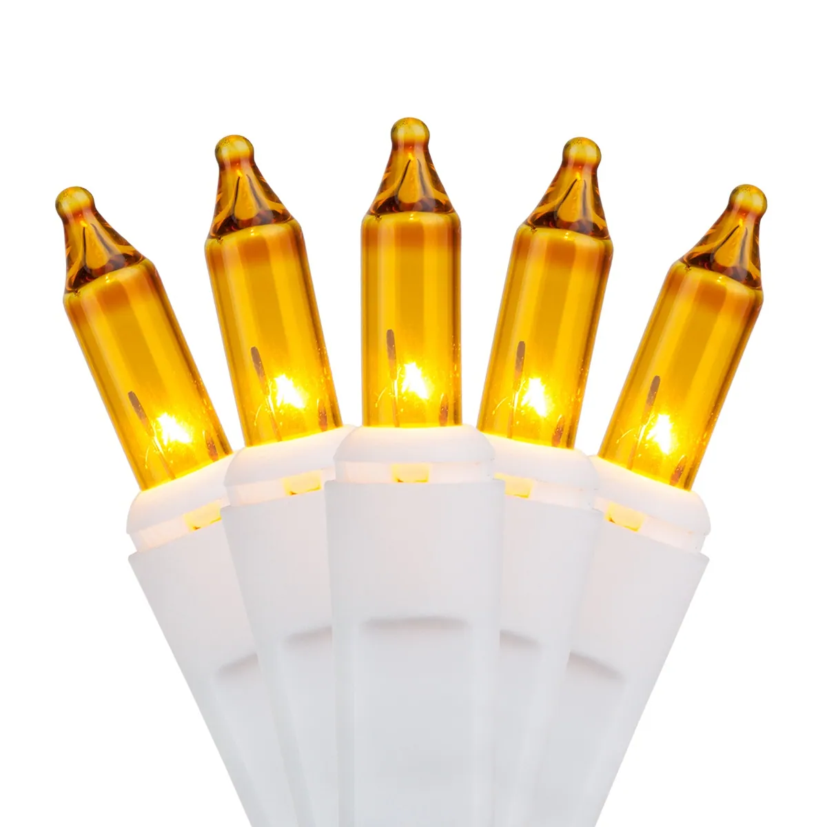 50 Gold Mini Lights, White Wire, 4" Spacing - Kringle Traditions® 74478