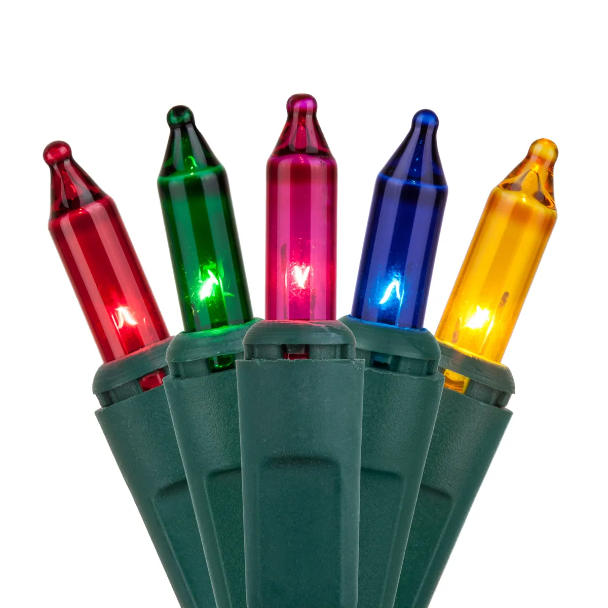 50 Multi Color Mini Lights, Green Wire, 6" Spacing - Kringle Traditions® 15195