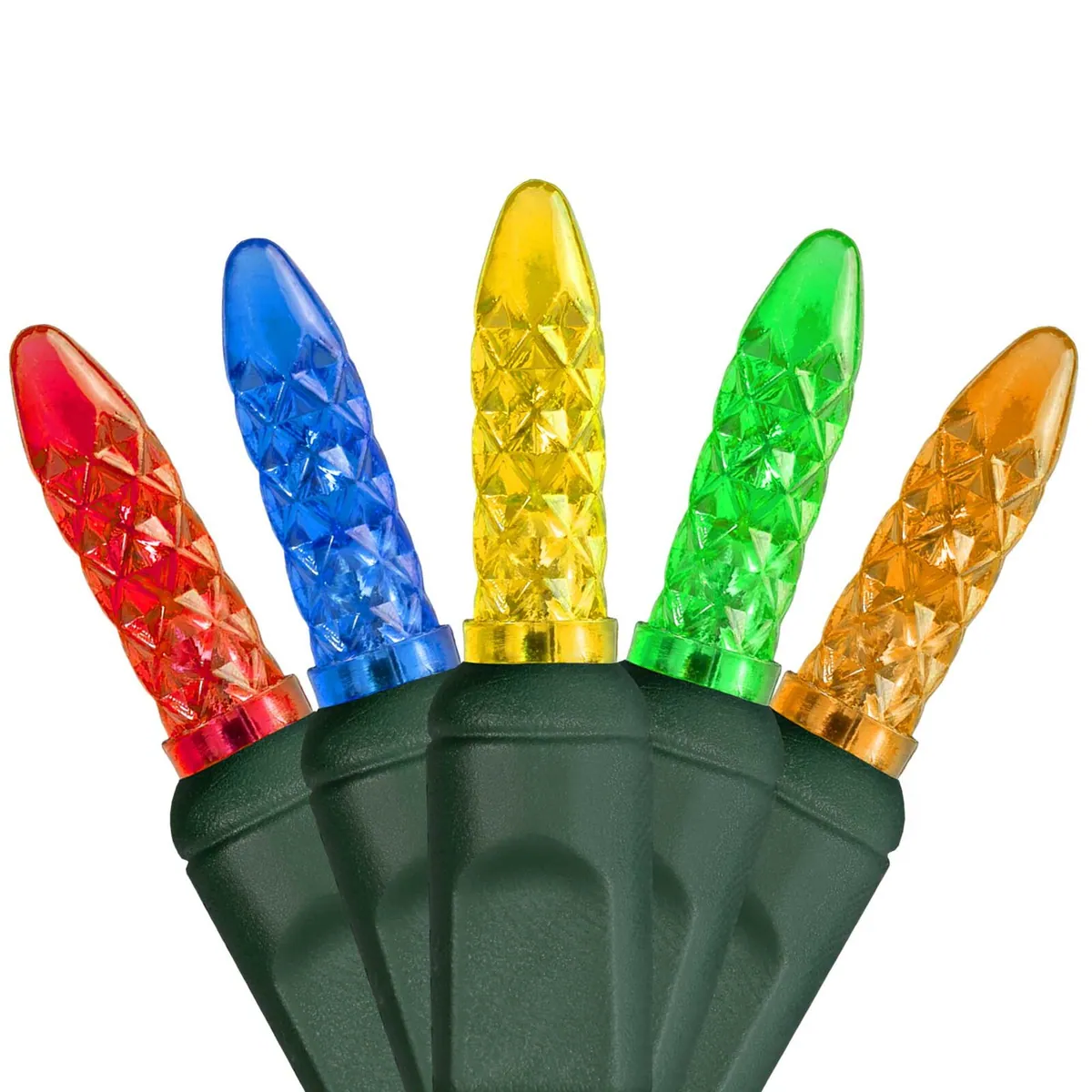 M5 Multi Color LED Christmas Tree Lights on Green Wire - Wintergreen Lighting® 85627