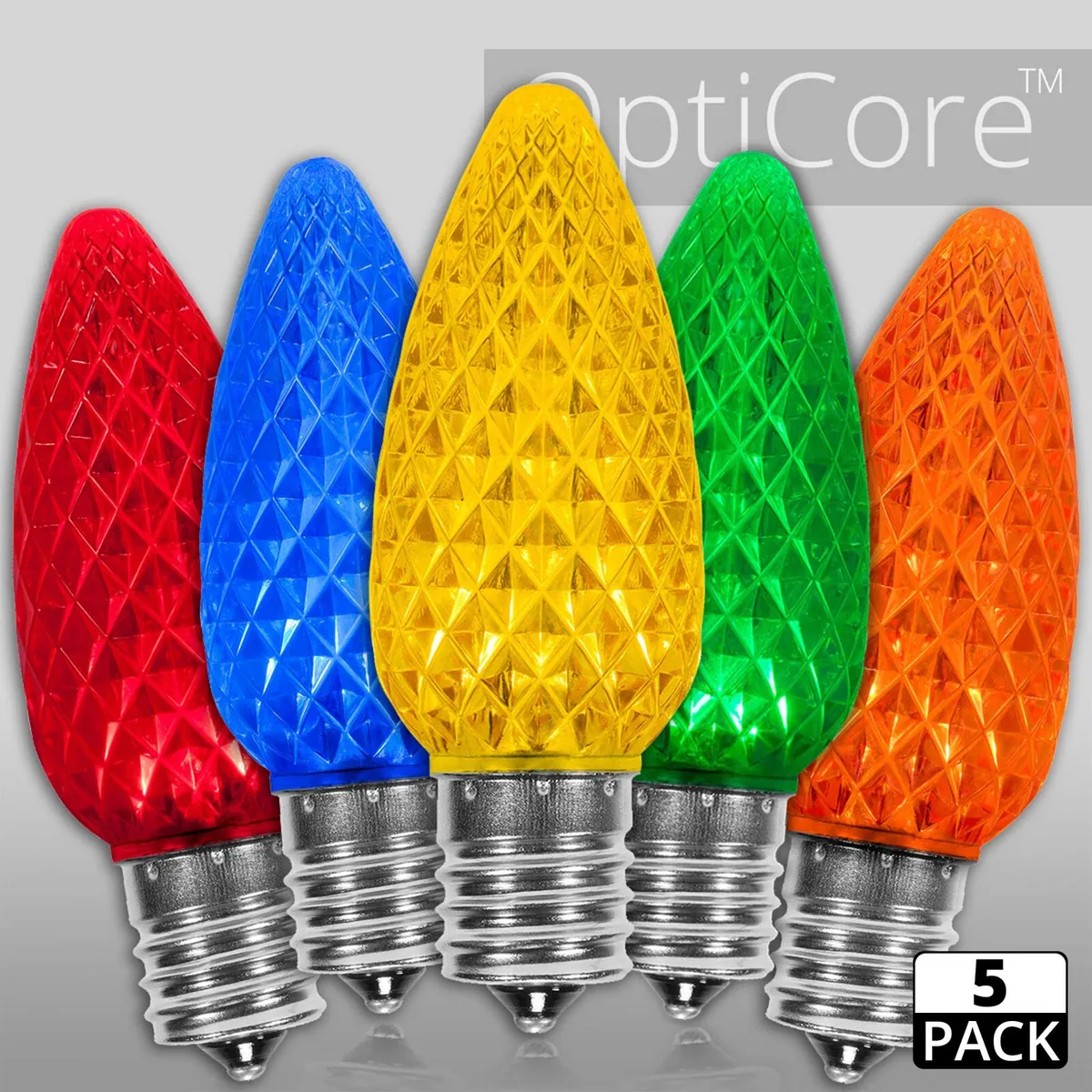 C9 Multicolor OptiCore® LED Bulbs, 5-Pack - Wintergreen Lighting® 80272