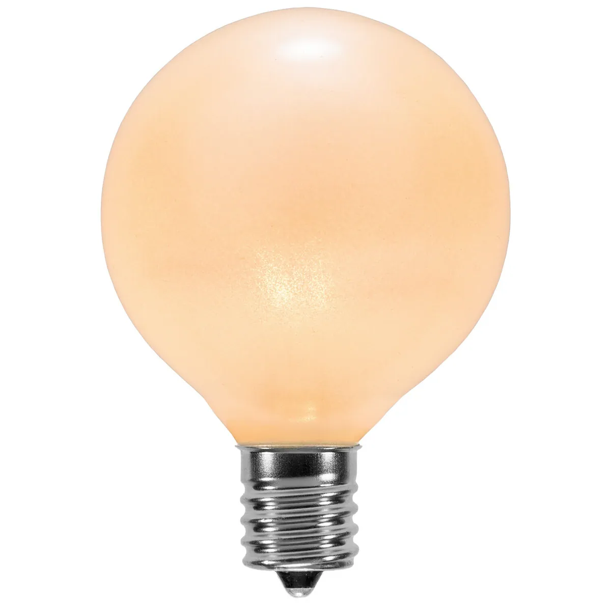 G50 Pearl White Triple Dipped Transparent Globe Lights, E17 - Intermediate Base, Pack of 25 - Wintergreen Lighting® 18776