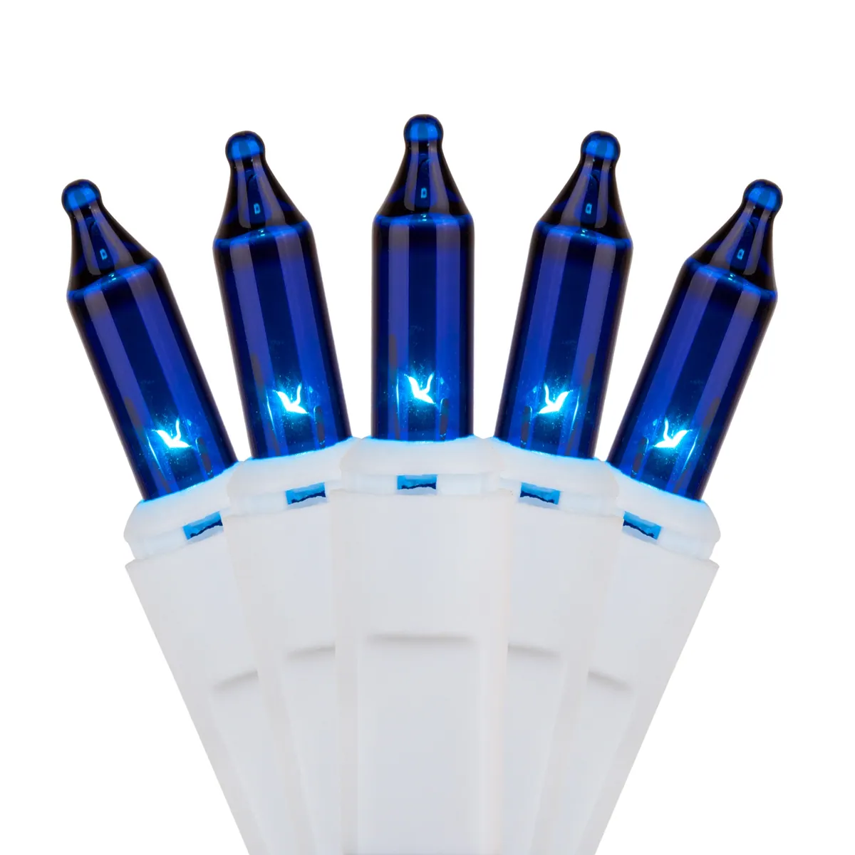 100 Blue Mini Lights, White Wire, 2.5" Spacing - Kringle Traditions® 17523