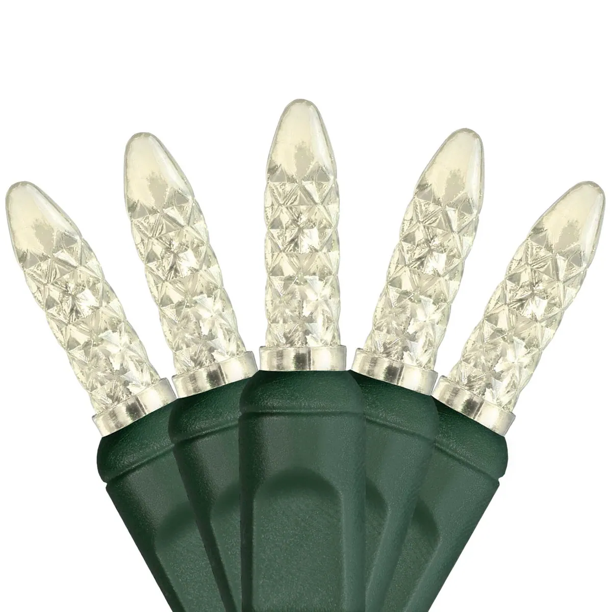 M5 Warm White LED Christmas Tree Lights on Green Wire - Wintergreen Lighting® 69157