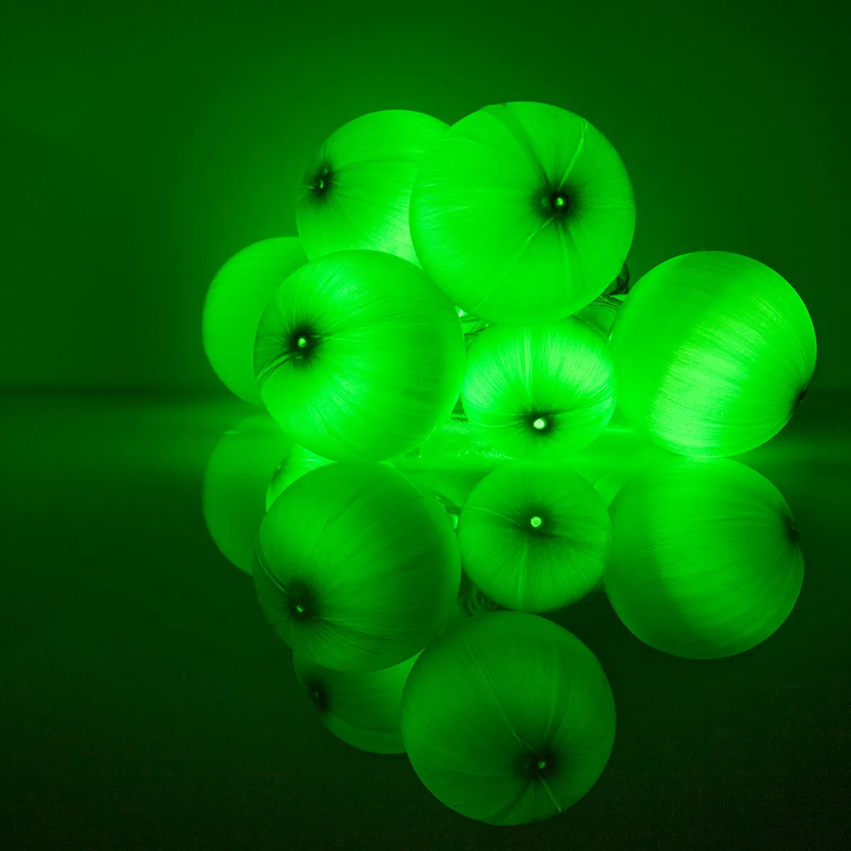 Battery Operated Green Ball Ornament Light Set, 10 Green LED Lights - Wintergreen Lighting® 76119