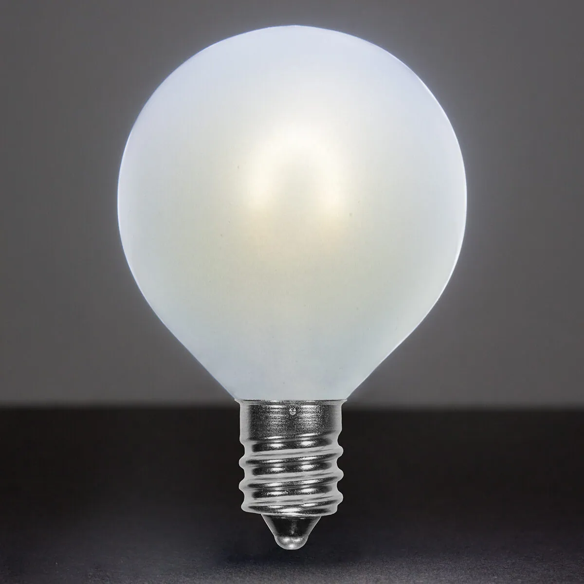 G50 Satin Glass Cool White FlexFilament® Globe Light LED Edison Bulbs , E12 - Candelabra Base, Box of 5 - Wintergreen Lighting® 76828