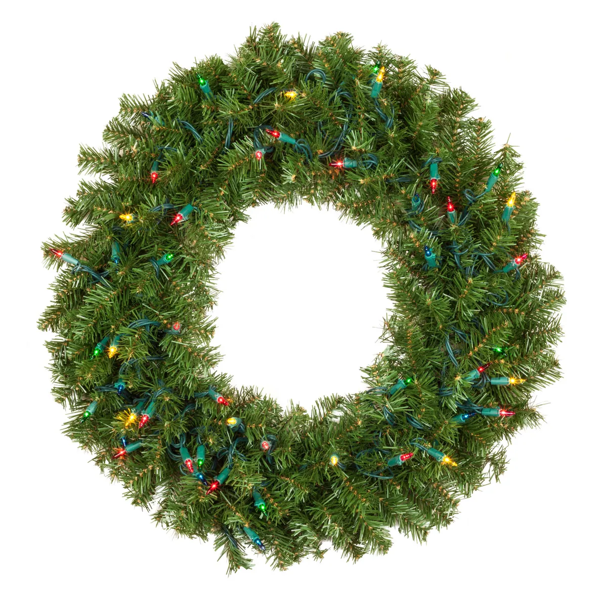 24" Douglas Fir Prelit LED Wreath, 50 Multicolor LED T5 Lights - Red Sleigh® 76450