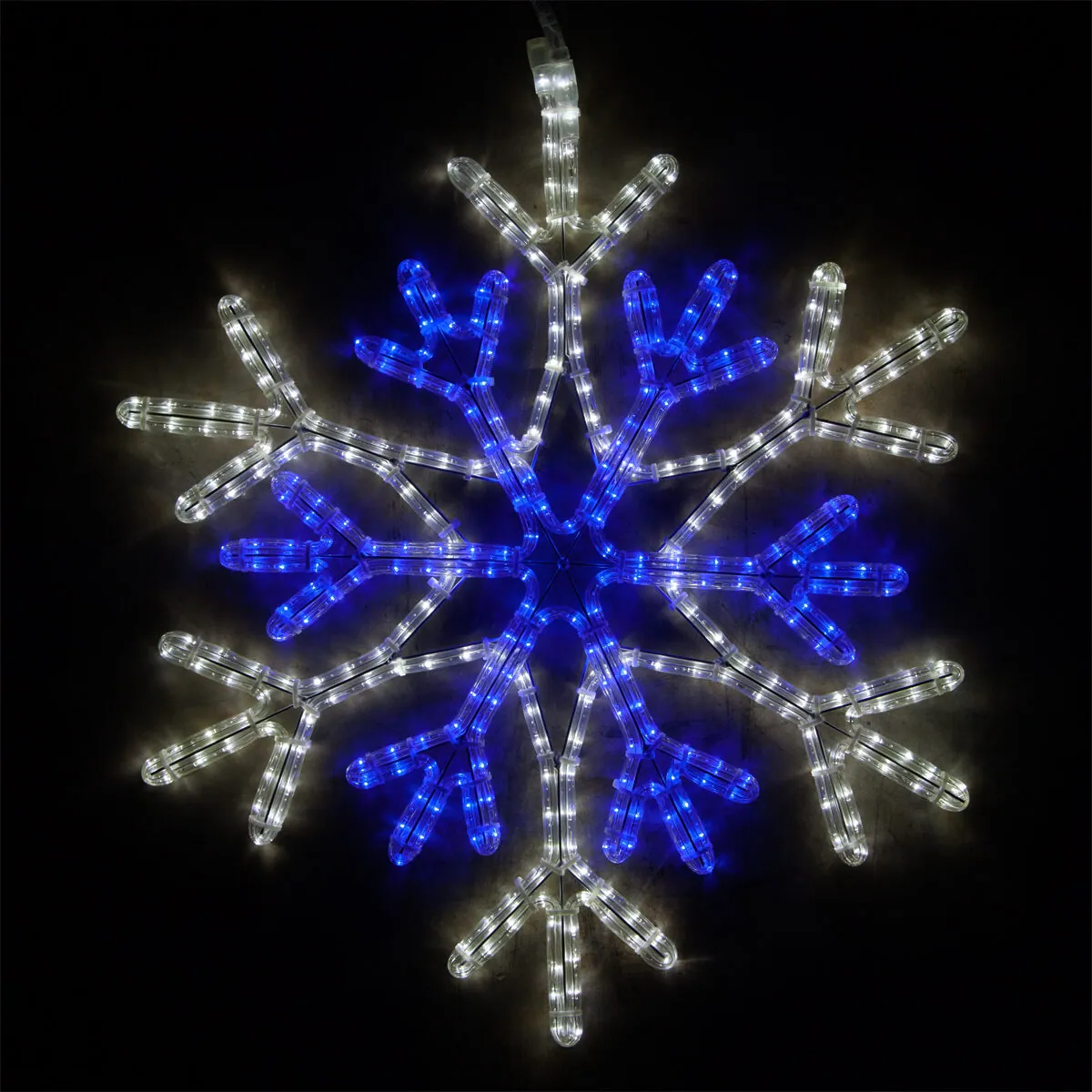 36 Point Star Center Snowflake, Blue and Cool White Lights - Wintergreen Lighting® 73410