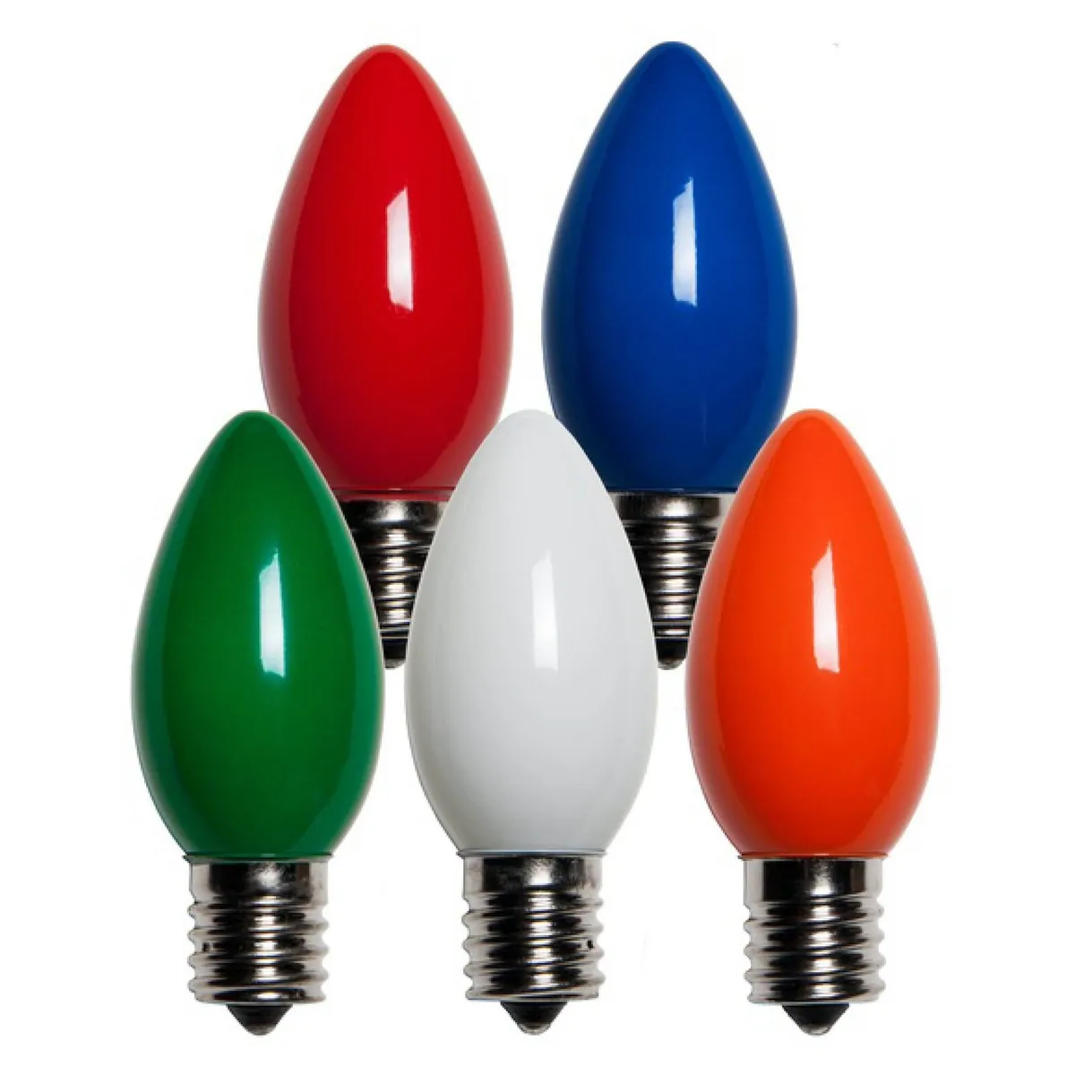 C9 Multicolor Opaque Bulbs, Box of 25 - Wintergreen Lighting® 15137