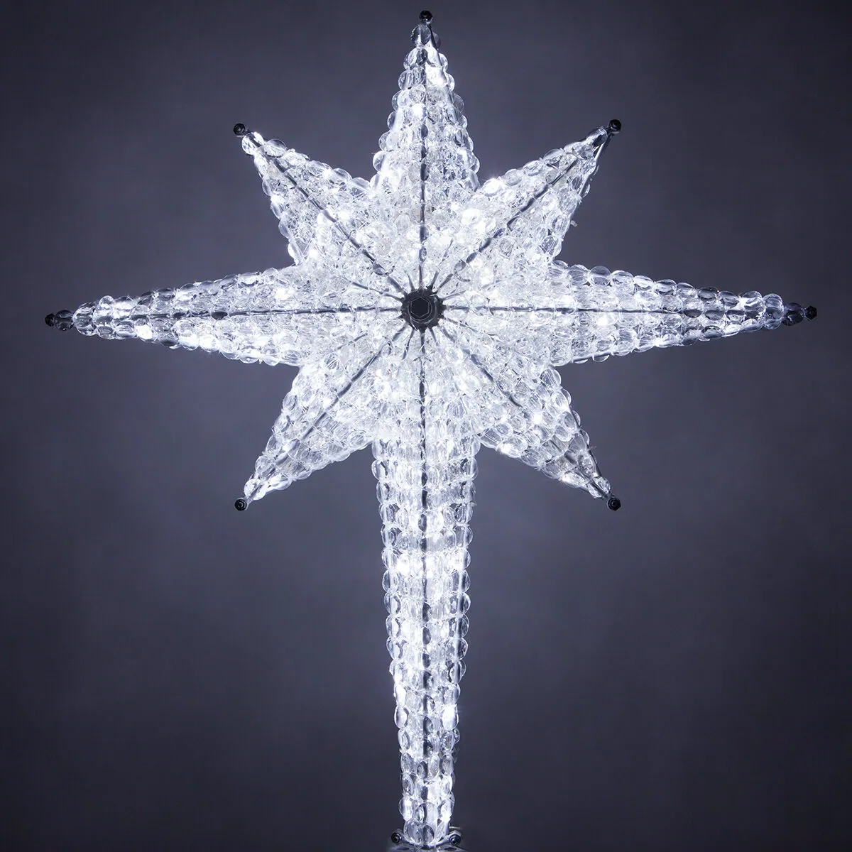 Shimmering Cool White LED Crystal 8 Point Star Tree Topper - Red Sleigh® 74896