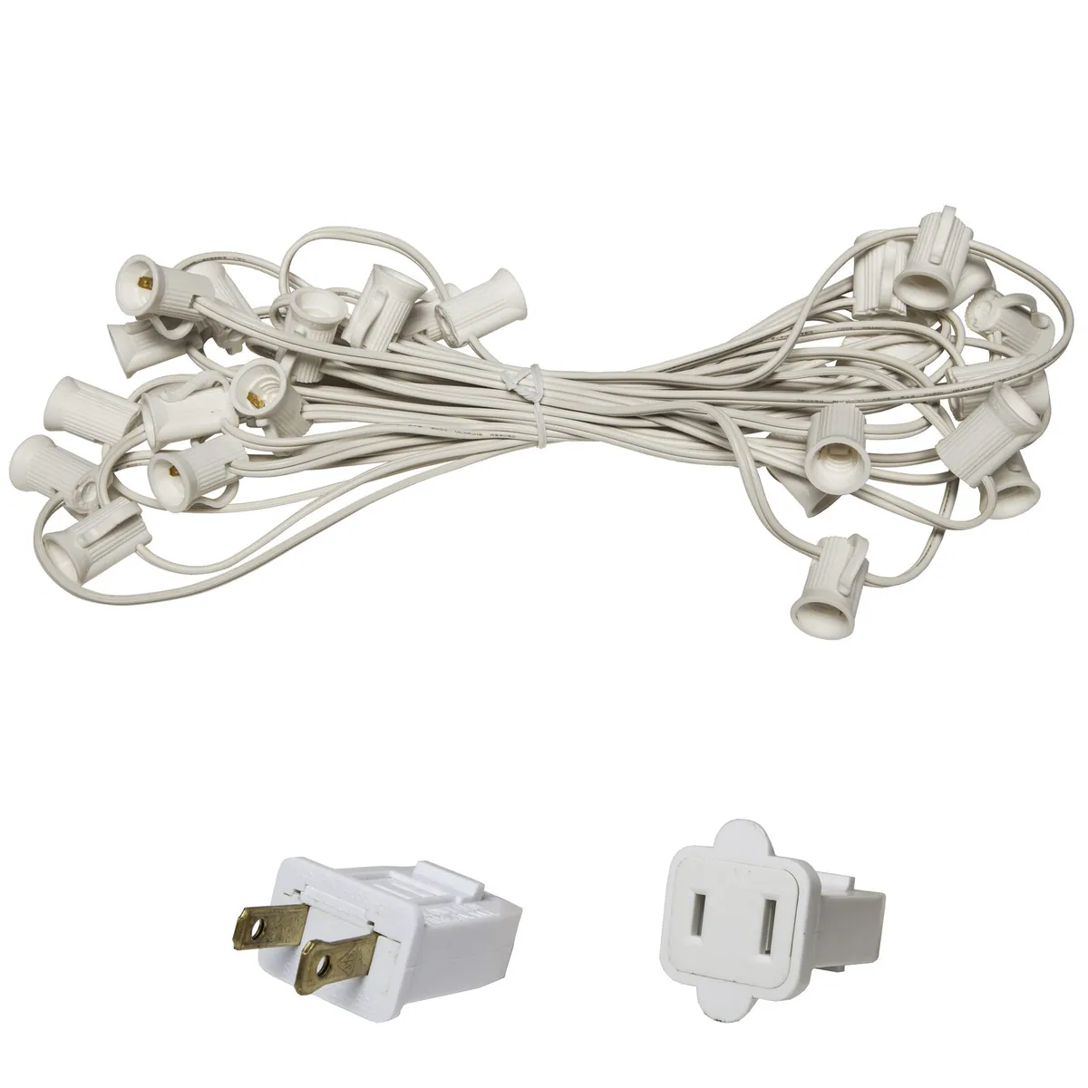 E12 - Candelabra Light Stringer, White Wire — 10 ft, 10 sockets, 12 in spacing, SPT1W - Wintergreen Lighting® 78541