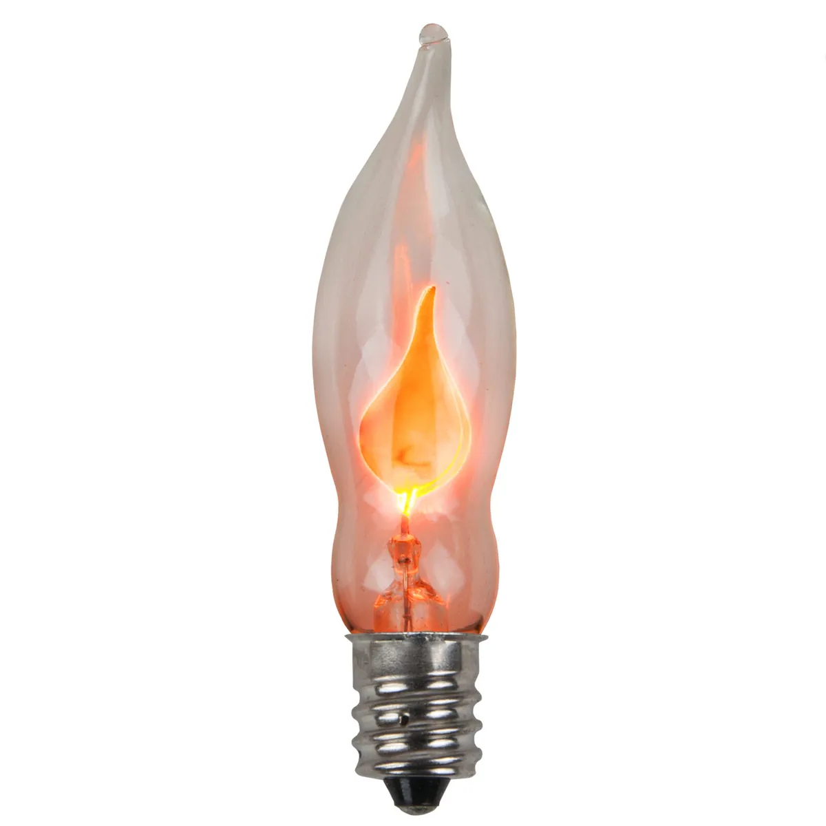 C7 Flicker Flame Orange Transparent Bulbs, Box of 2 - Wintergreen Lighting® 17471