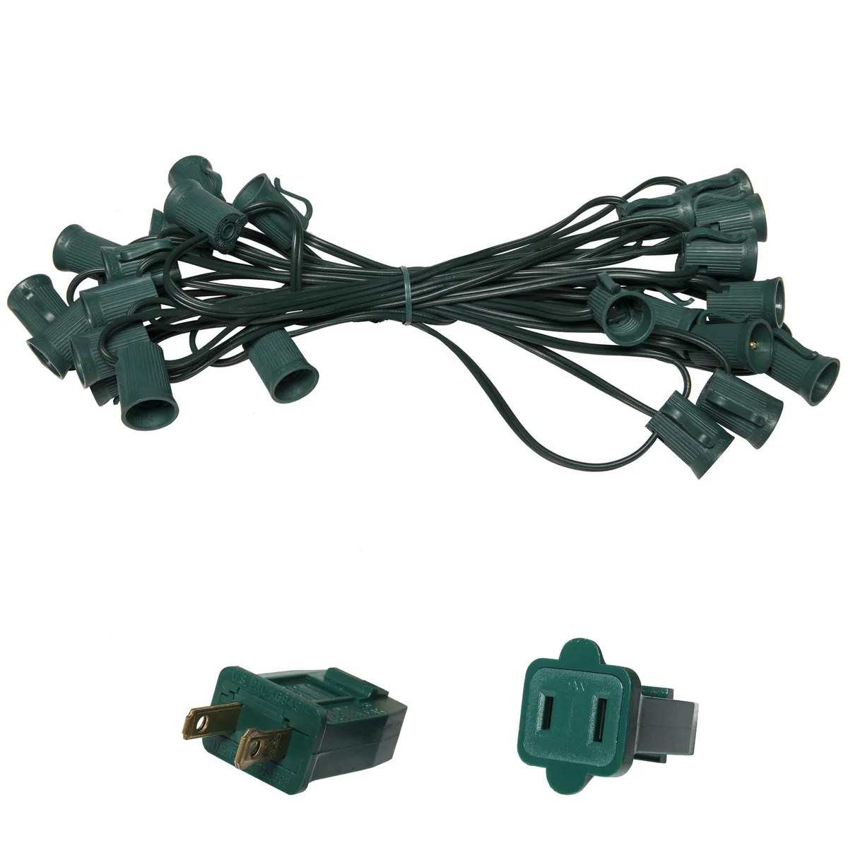 E17 - Intermediate Light Stringer, Green Wire — 78553 - Wintergreen Lighting® 78553