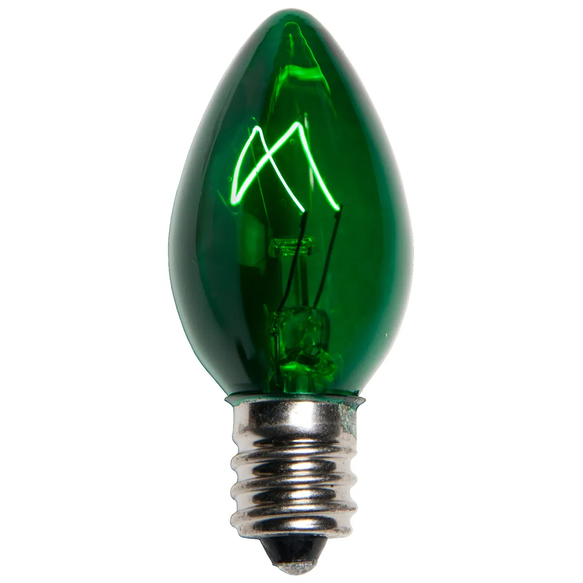 C7 Green Triple Dipped Transparent Bulbs, Box of 25 - Wintergreen Lighting® 15124