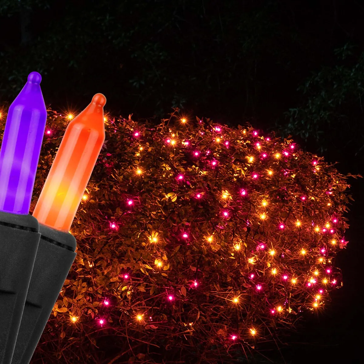 Purple, Orange Halloween Net Lights on Black Wire - Kringle Traditions® 76397