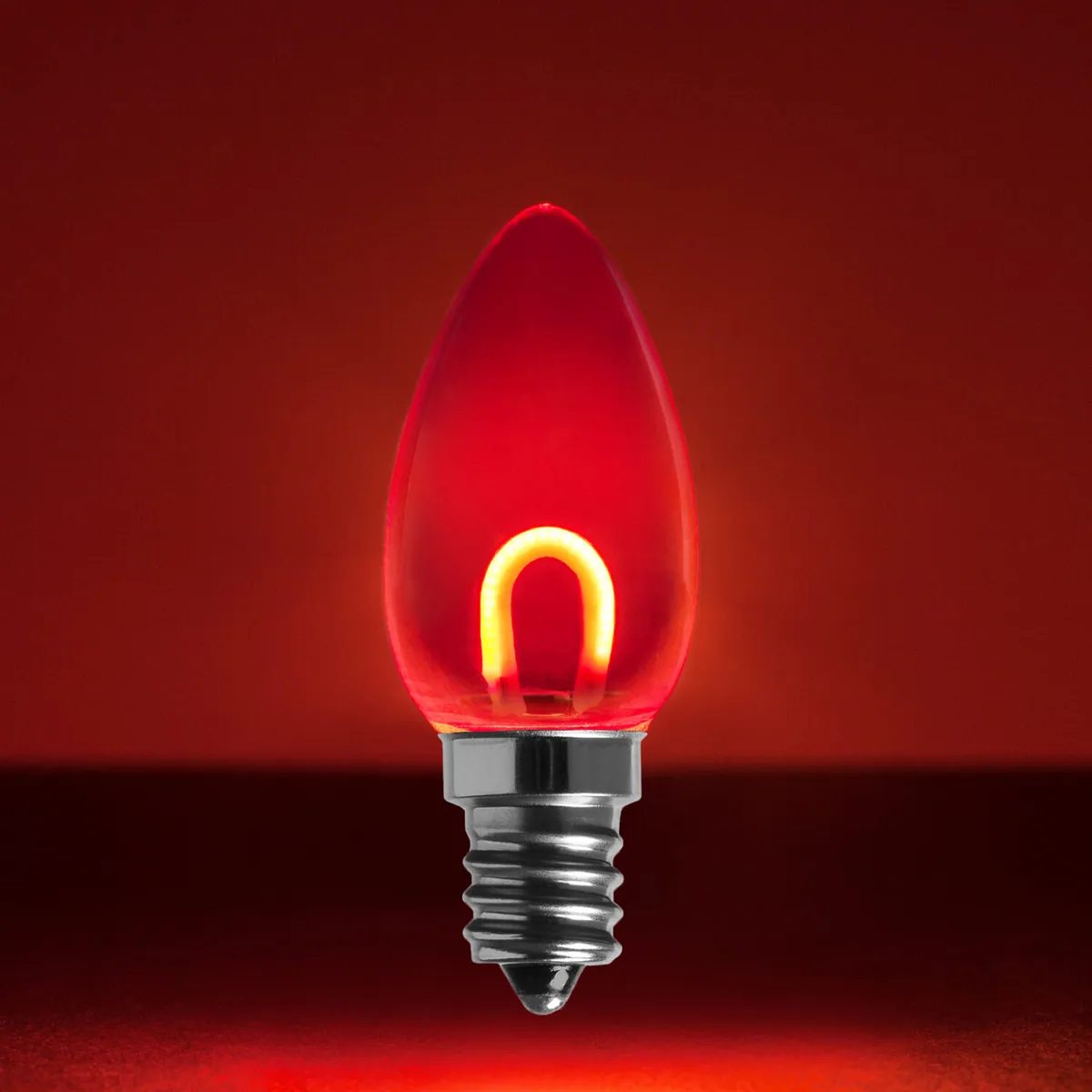 C7 Transparent Shatterproof Red FlexFilament® LED Bulbs, Box of 5 - Wintergreen Lighting® 80646