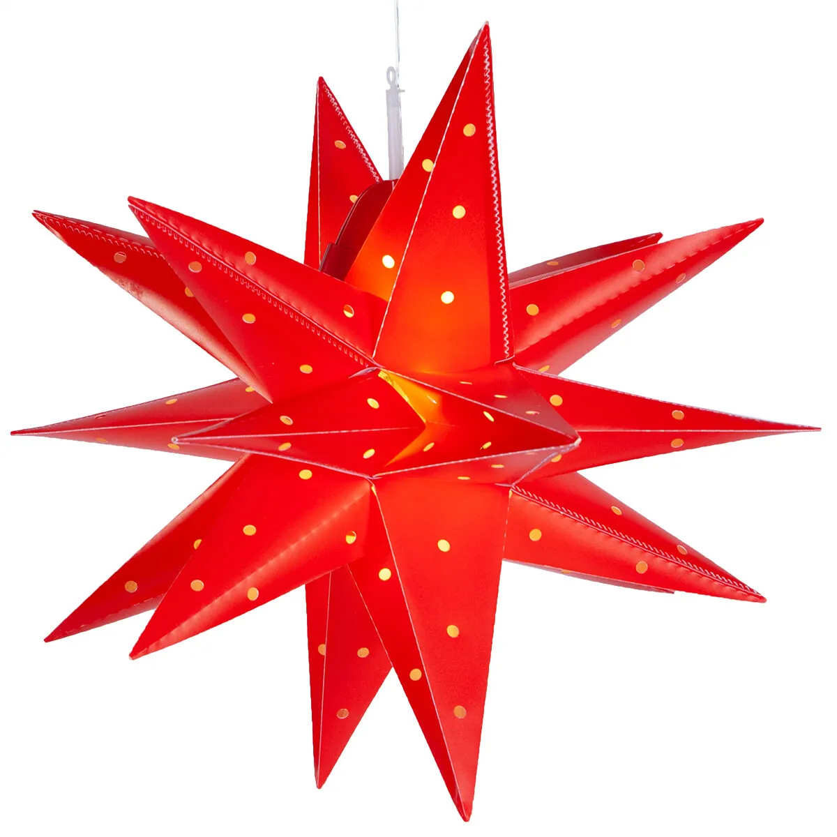 17" Red Aurora Superstar TM Moravian Star Light, Fold-Flat, LED Lights, Outdoor Rated - Wintergreen Lighting® 80490