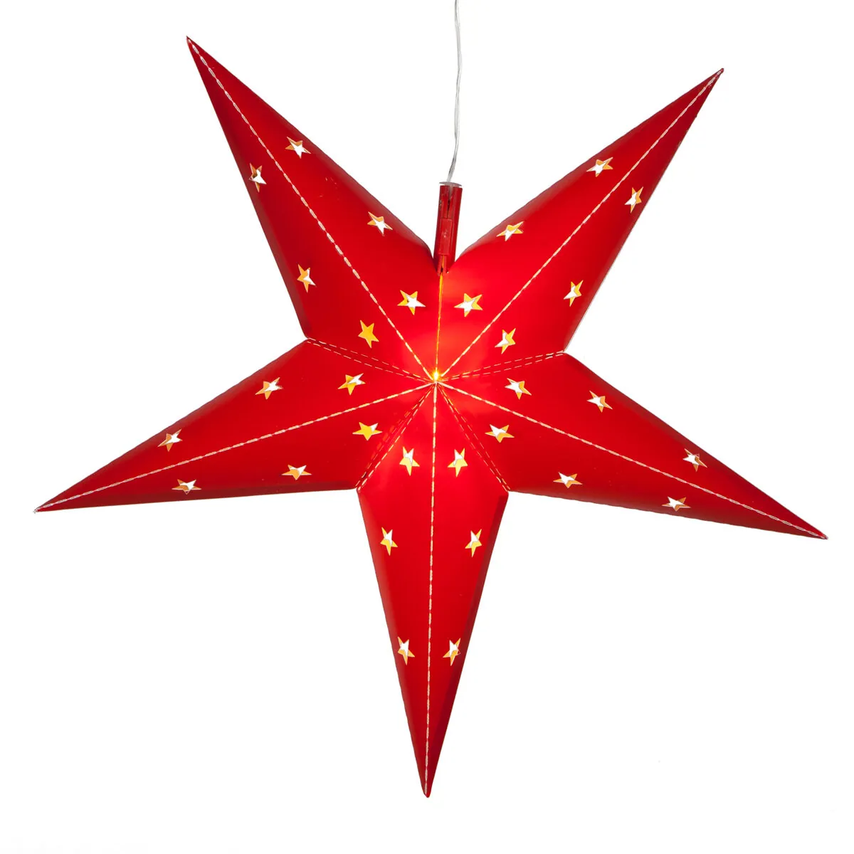 24" Red Aurora Superstar TM 5 Point Star Light, Fold-Flat, LED Lights, Outdoor Rated - Wintergreen Lighting® 80471
