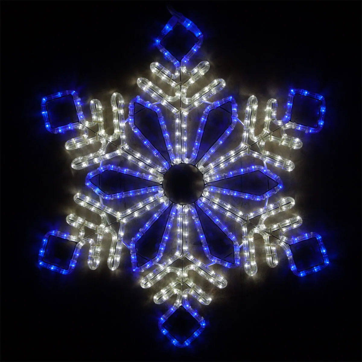 Diamond Flower Snowflake, Blue and Cool White Lights - Wintergreen Lighting® 73408