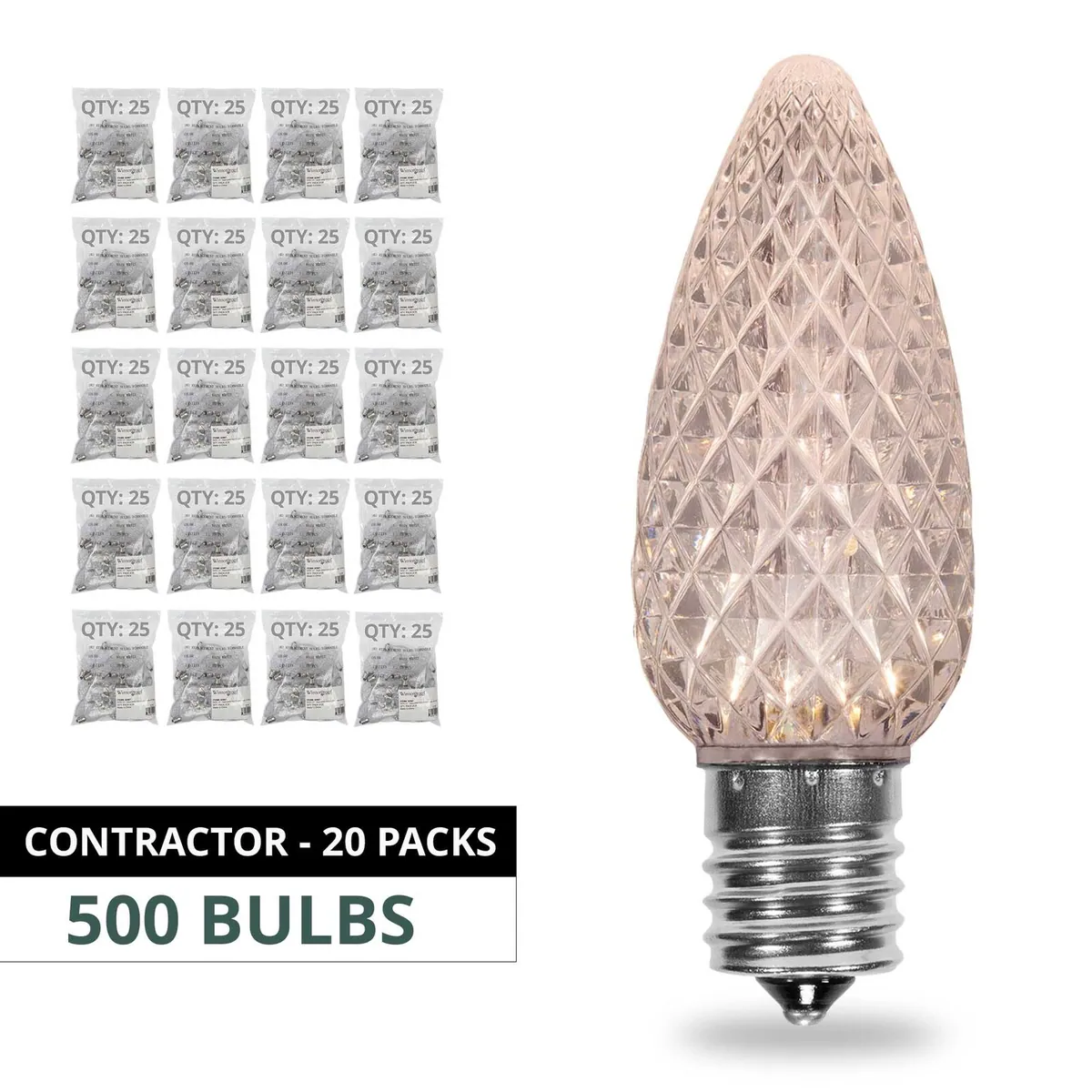 C9 Warm White OptiCore LED Bulbs — 500-Bulb Contractor Case - Wintergreen Lighting® 82958