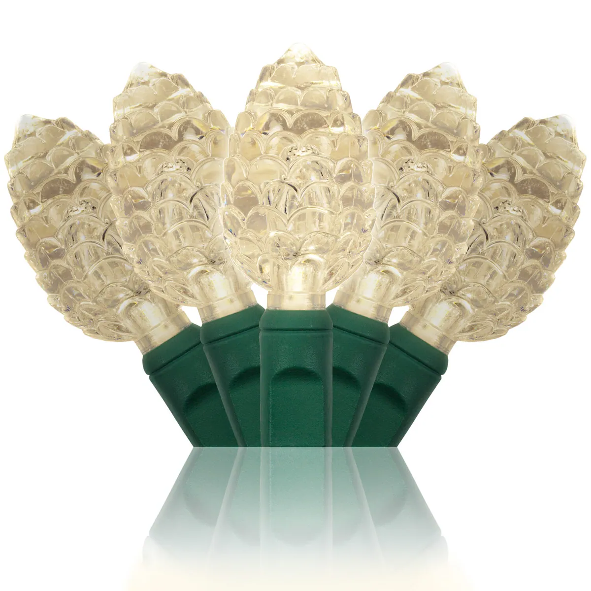 25 Warm White Pinecone LED Lights, 8" Spacing - Wintergreen Lighting® 85615