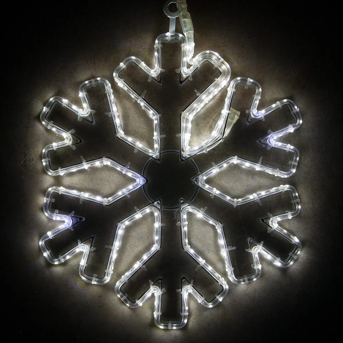 18 Point Snowflake with Clear Acrylic Center, Cool White Lights - Wintergreen Lighting® 74698
