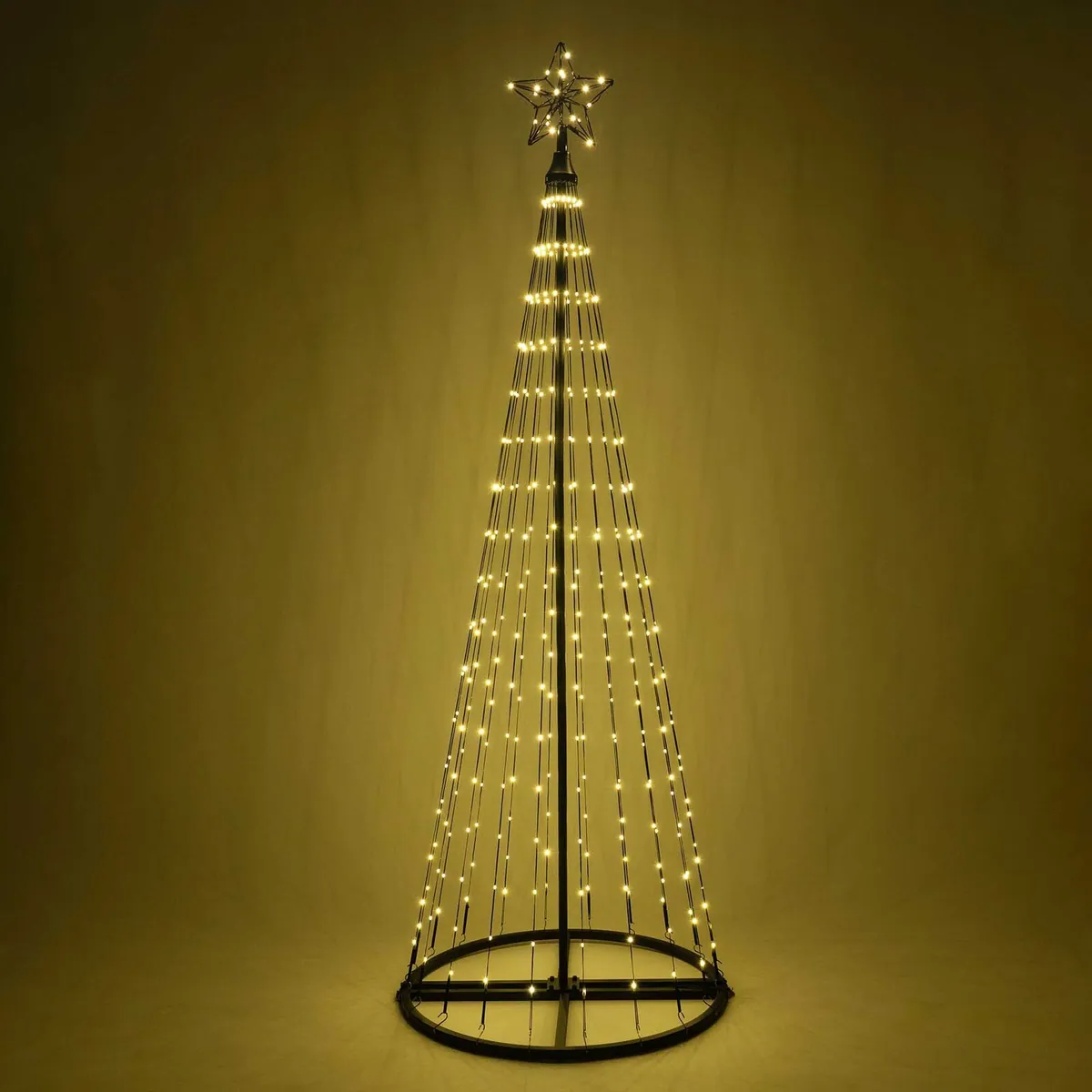 Warm White LED Animated Outdoor Lightshow Tree, Black Frame — 6 ft, 360 Lights - Wintergreen Lighting® 87422