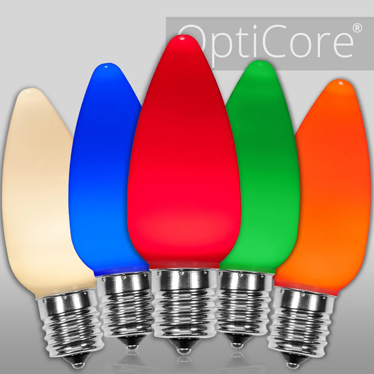 C9 Opaque Multicolor OptiCore® LED Bulbs, Box of 25 - Wintergreen Lighting® 82455