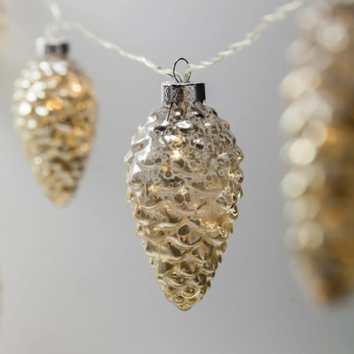 Battery Operated LED Iridescent Pinecone String Lights, 10 Warm White Lights - Kringle Traditions® 76126