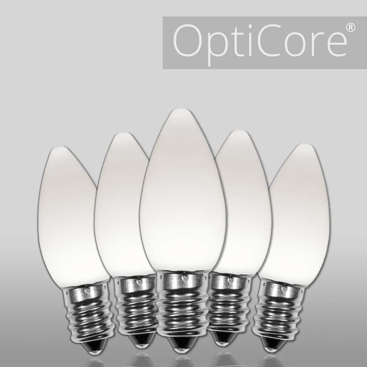 C7 Opaque Cool White OptiCore® LED Bulbs, Box of 25 - Wintergreen Lighting® 83608