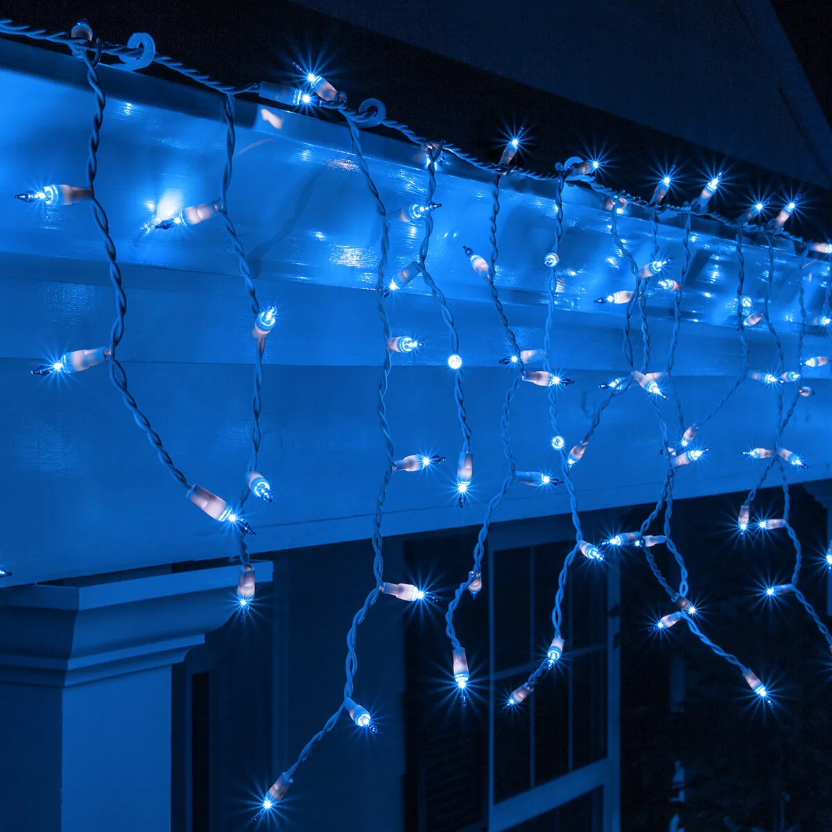 100 Blue Mini Icicle Lights on White Wire - Kringle Traditions® 17594