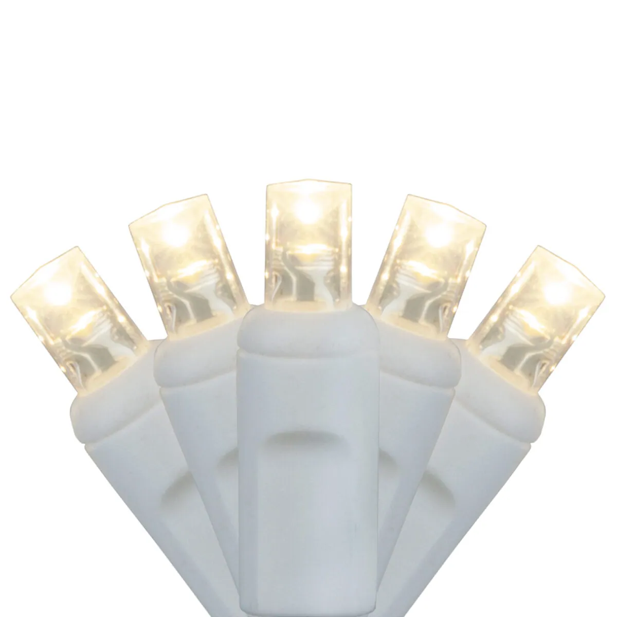 20 5mm Warm White LED Christmas Lights, White Wire, 4" Spacing - Wintergreen Lighting® 84097