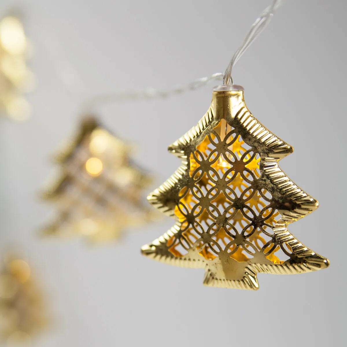 Wintergreen Lighting® Battery Operated LED Golden Metal Christmas Tree String Lights, 10 Lights - Wintergreen Lighting® 76260