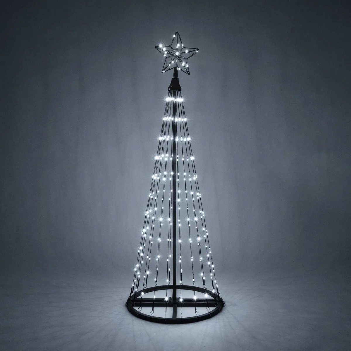 4' Cool White LED Animated Outdoor Lightshow Tree, Black Frame - Wintergreen Lighting® 87424