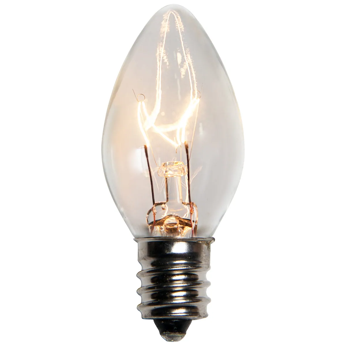 C7 Clear Transparent Bulbs, Box of 25 - Wintergreen Lighting® 15121