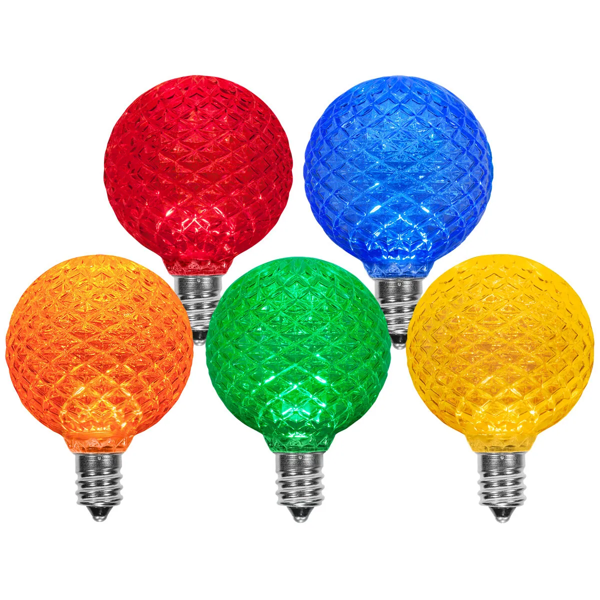 G50 Multicolor OptiCore® LED Globe Light Bulbs, E12 - Candelabra Base, Box of 25 - Wintergreen Lighting® 72672