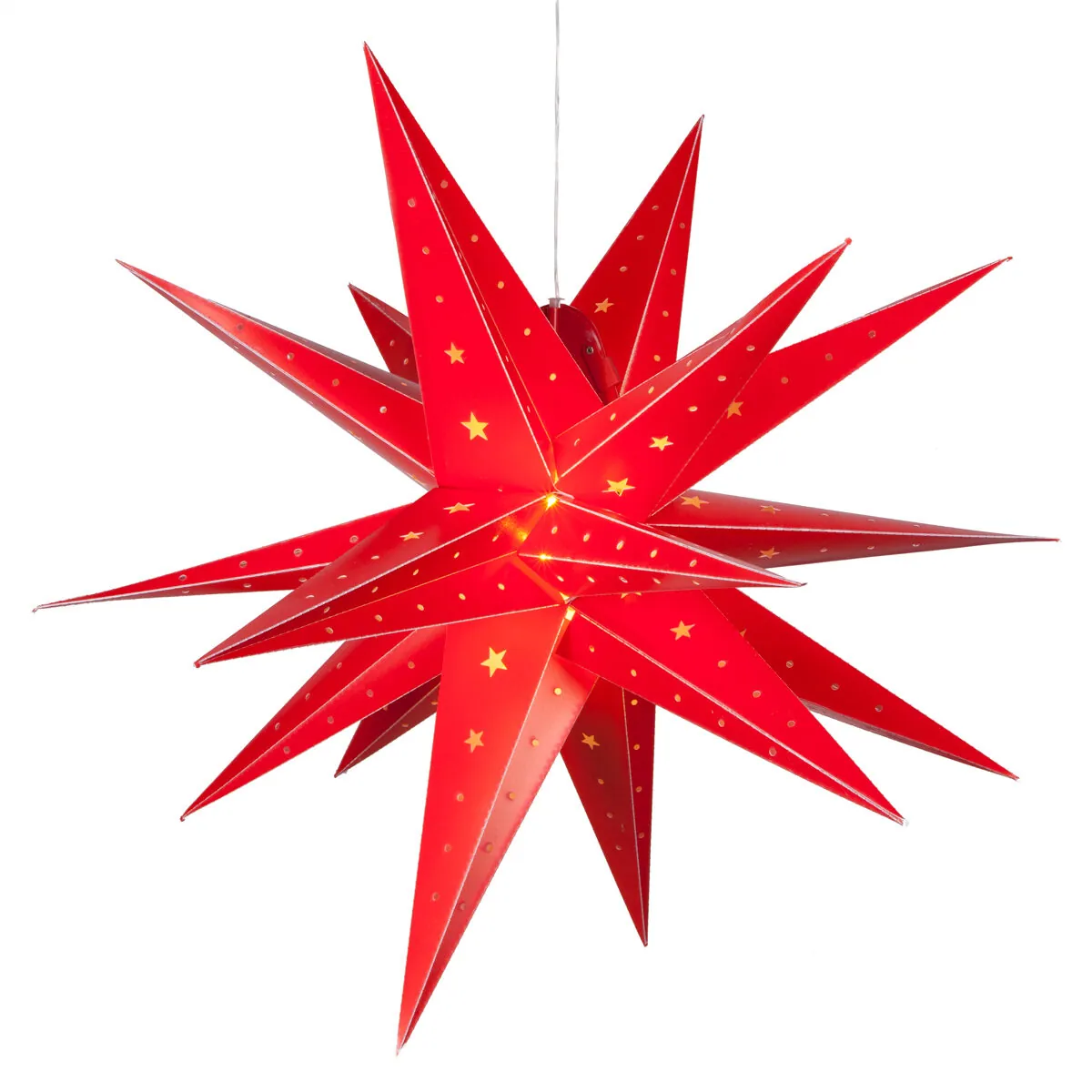 Red Aurora SuperstarTM Moravian Star Light, Fold-Flat, LED Lights, Outdoor Rated — 30 in - Wintergreen Lighting® 80492