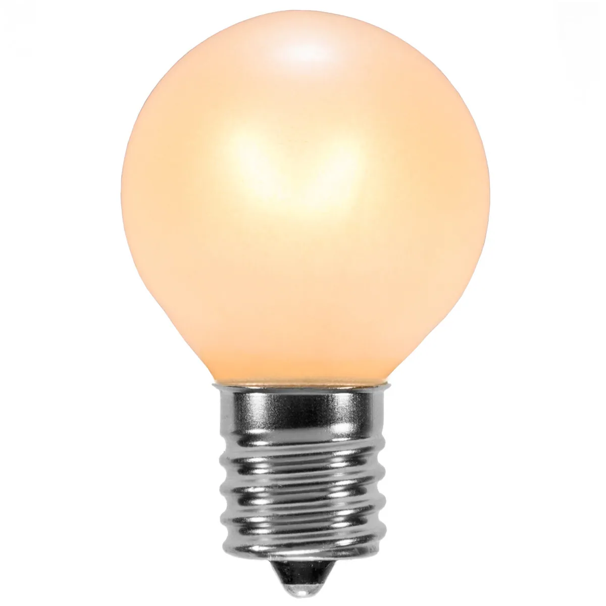 G30 Pearl White Triple Dipped Transparent Globe Lights, E12 - Candelabra Base, Pack of 25 - Wintergreen Lighting® 18768