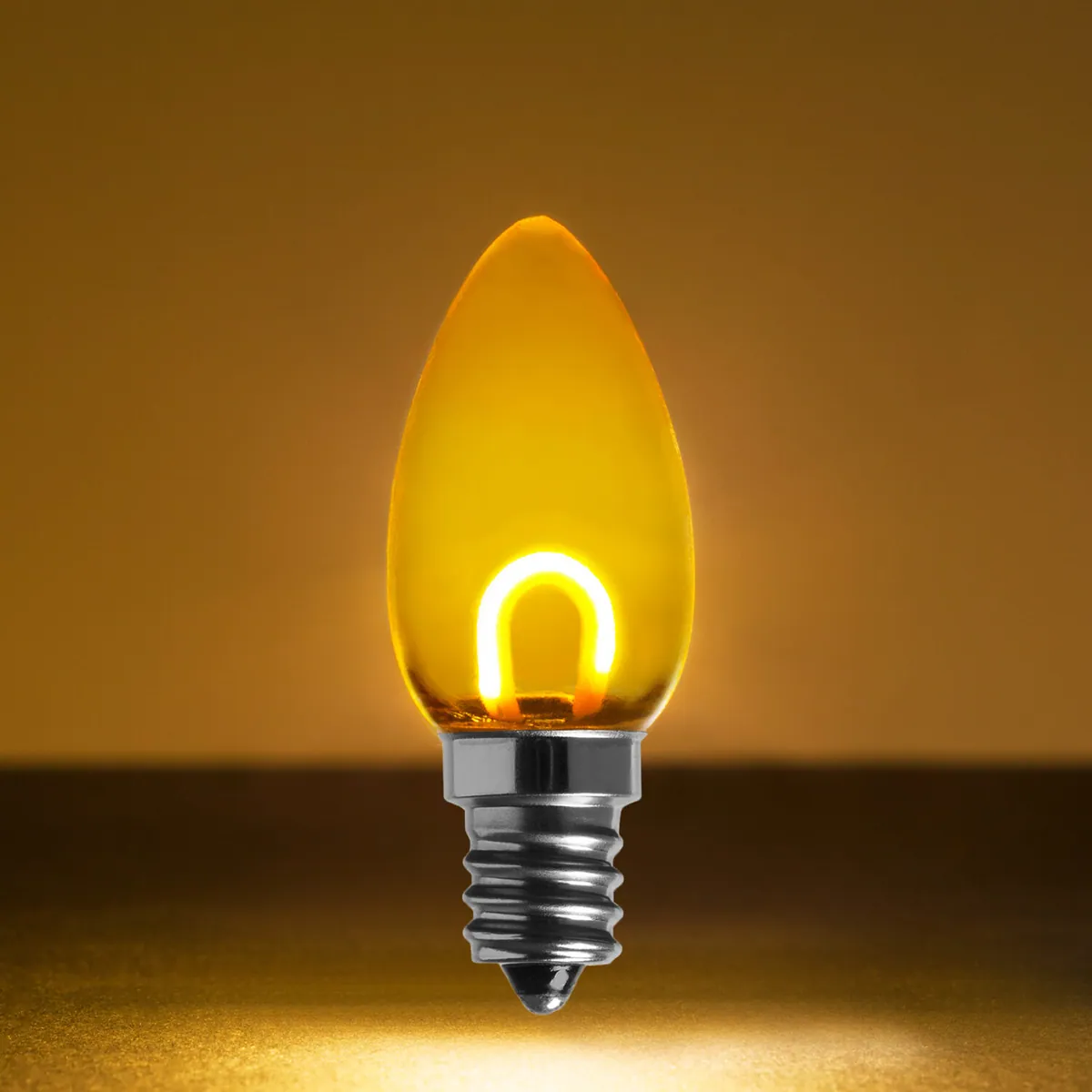 C7 Transparent Shatterproof Gold FlexFilament® LED Bulbs, Box of 5 - Wintergreen Lighting® 80644